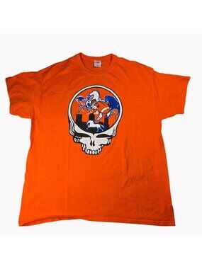 Grateful Dead-Inspired Denver Broncos Orange T-Shirt XL 100% Cotton Haiti
